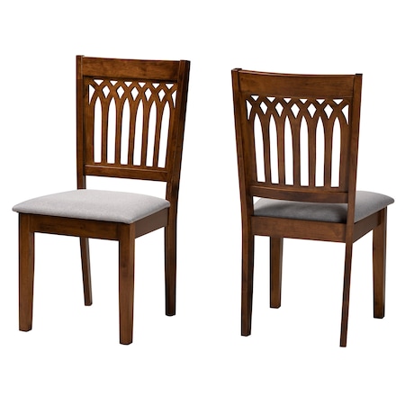 Baxton Studio Genesis Modern Grey Fabric and Walnut Brown Finished Wood 2-Piece Dining Chair Set 230-2PC-13191-ZORO